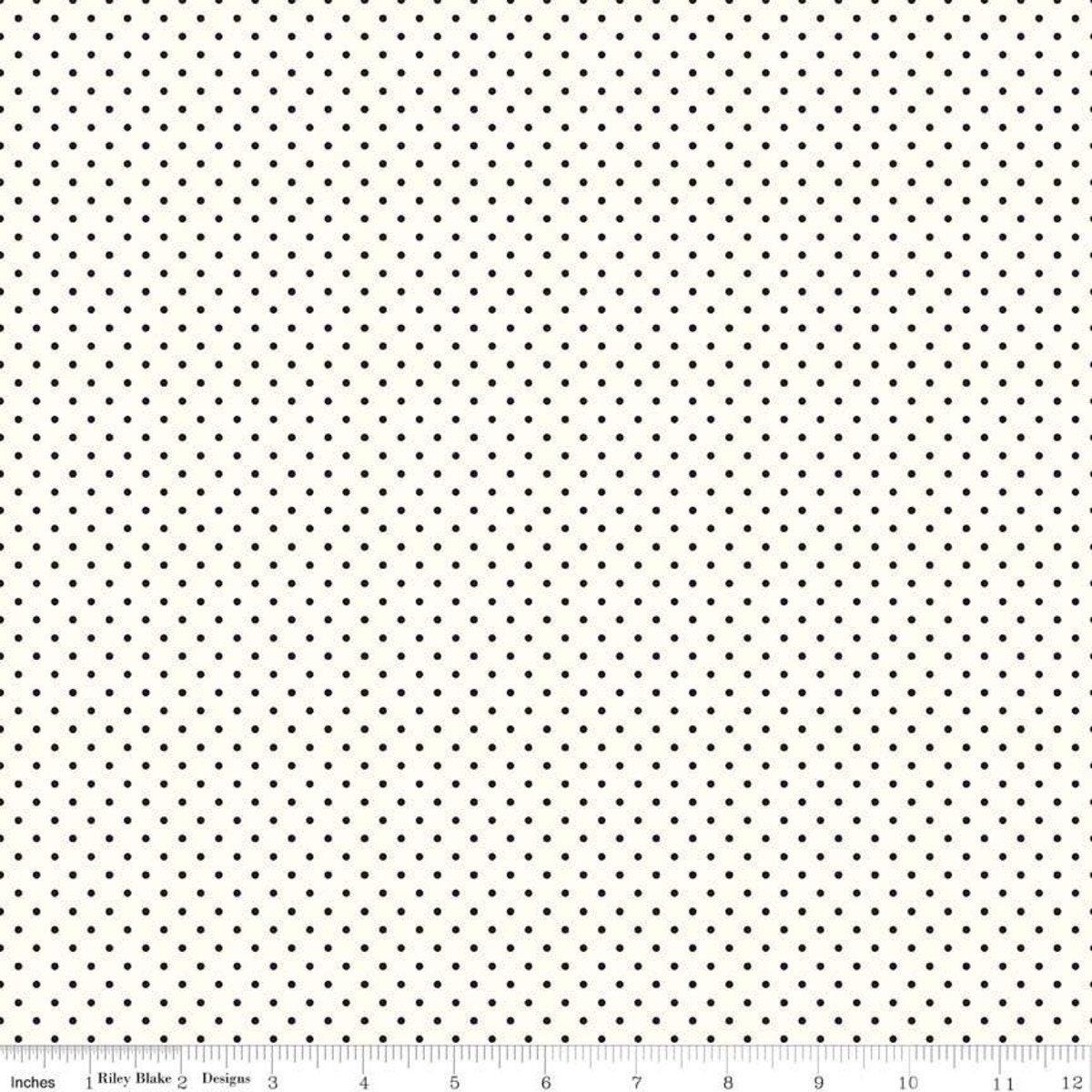 Black Swiss Dot on Cream - 1/2 Yard Increments, Cut Continuously - by Riley Blake Designs