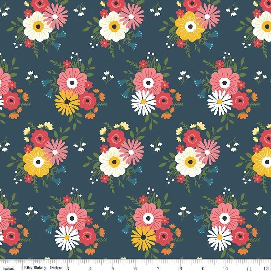 Gone Glamping Bouquets in Midnight - 1/2 Yard Increments, Cut Continuously - by Lori Whitlock for Riley Blake Designs