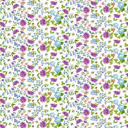 Buzzy Bee Multi Bee Garden - 1/2 Yard Increments, Cut Continuously - by Henry Glass