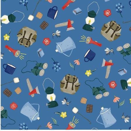 Camping Life Camping Gear - 1/2 Yard Increments, Cut Continuously - by Deane Beesley for Michael Miller