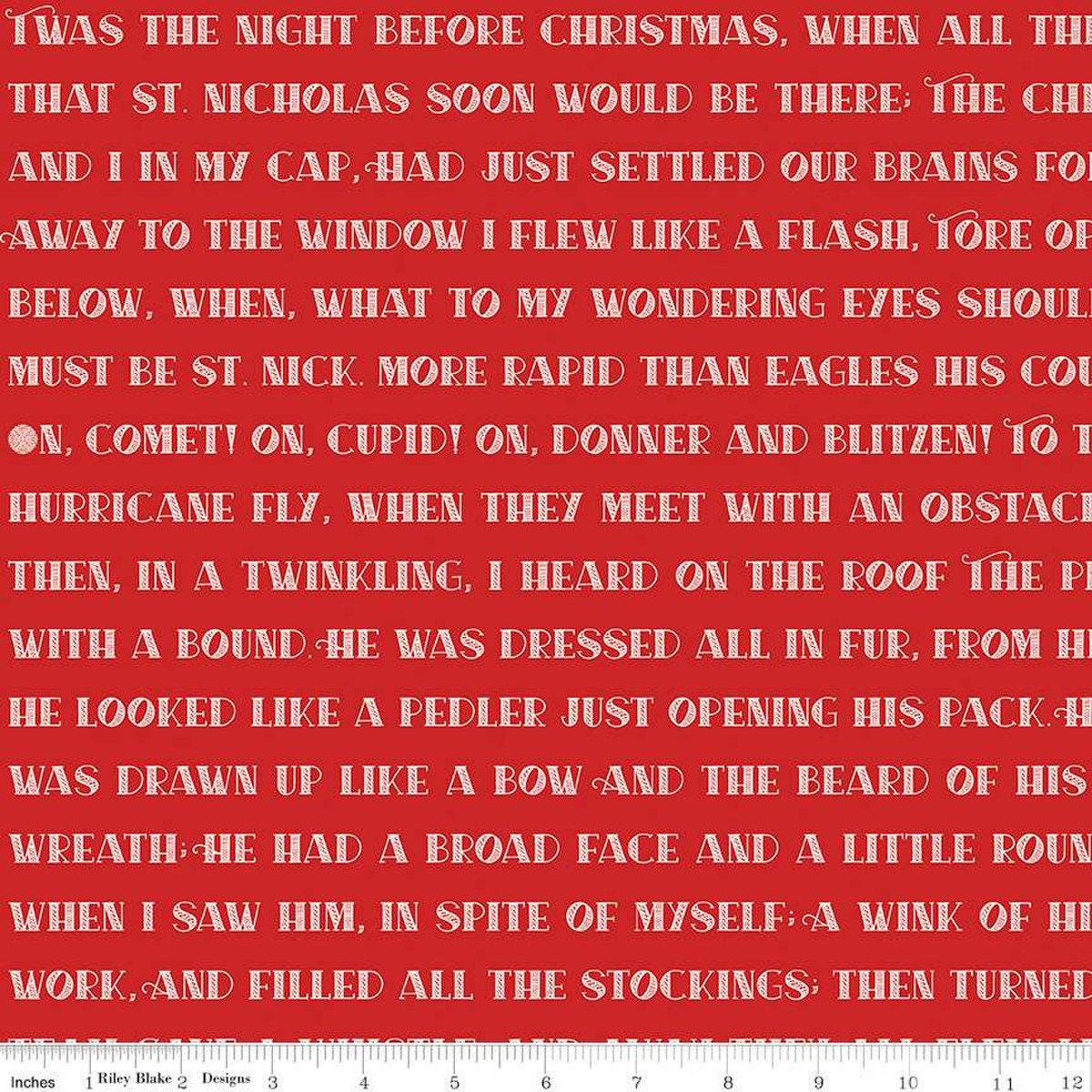 Nicholas Twas the Night in Red - 1/2 Yard Increments, Cut Continuously - by J. Wecker Frisch for Riley Blake Designs