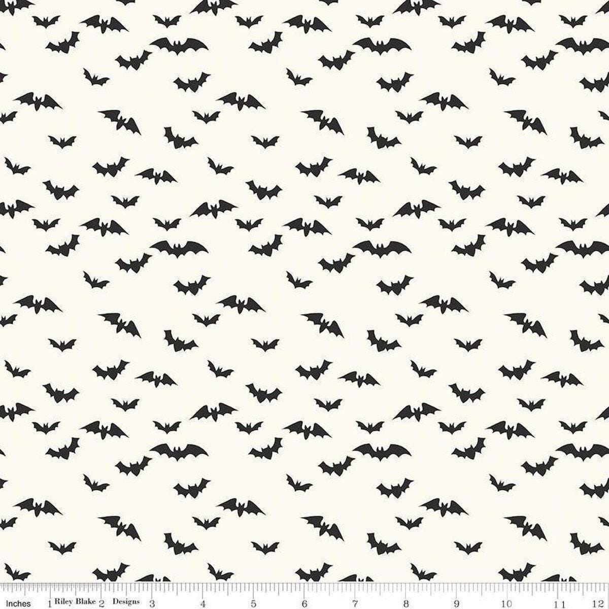 Bad to the Bone Off White Bats - 1/2 Yard Increments, Cut Continuously - by My Mind's Eye for Riley Blake Designs