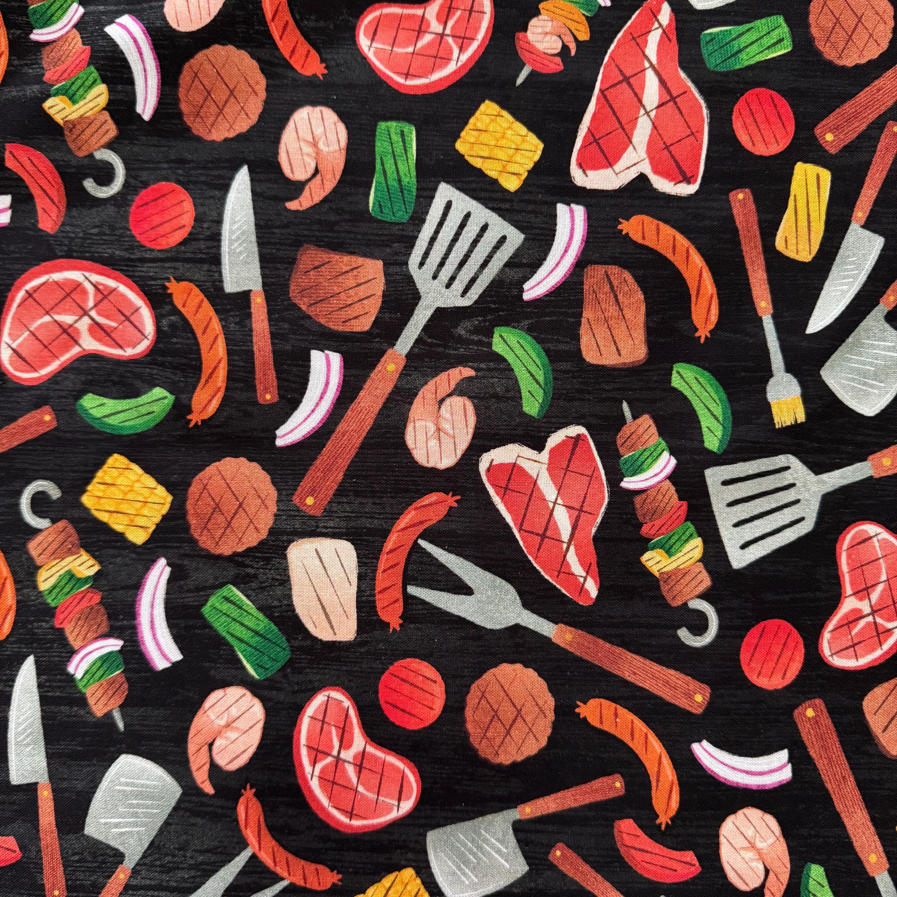 Chill & Grill BBQ Party in Black - 1/2 Yard Increments, Cut Continuously - by Michael Miller