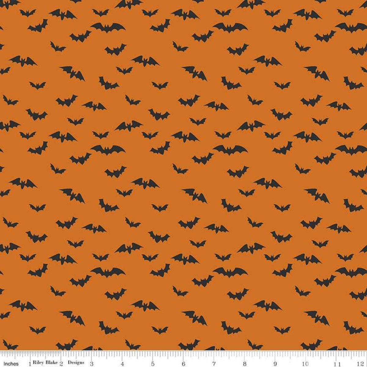 Bad to the Bone Orange Bats - 1/2 Yard Increments, Cut Continuously - by My Mind's Eye for Riley Blake Designs