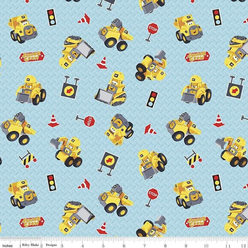 CAT® Junior Crew™ Toys in Aqua - 1/2 Yard Increments, Cut Continuously - by Riley Blake Designs