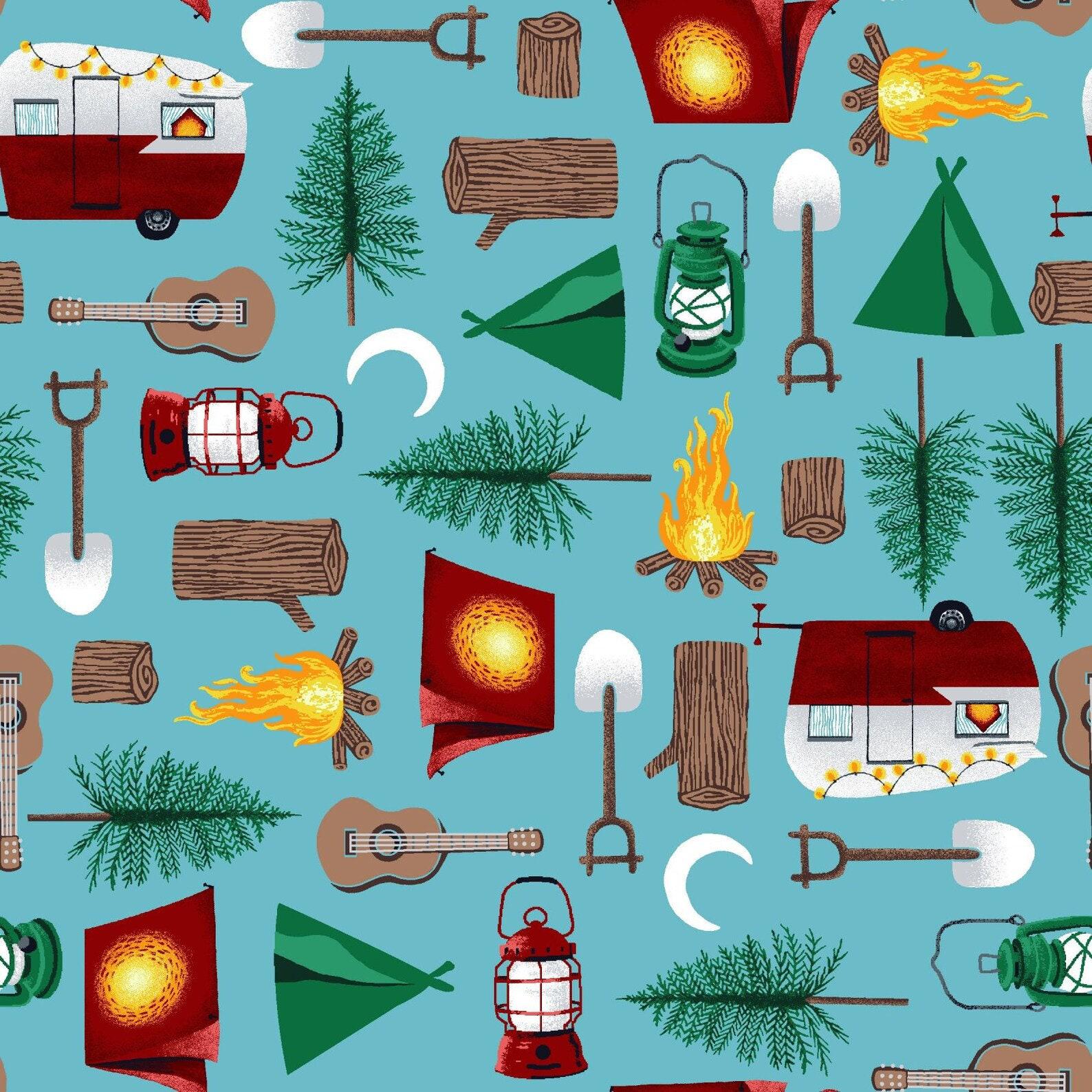 Beneath the Stars Camping Icons - 1/2 Yard Increments, Cut Continuously - by Studio E