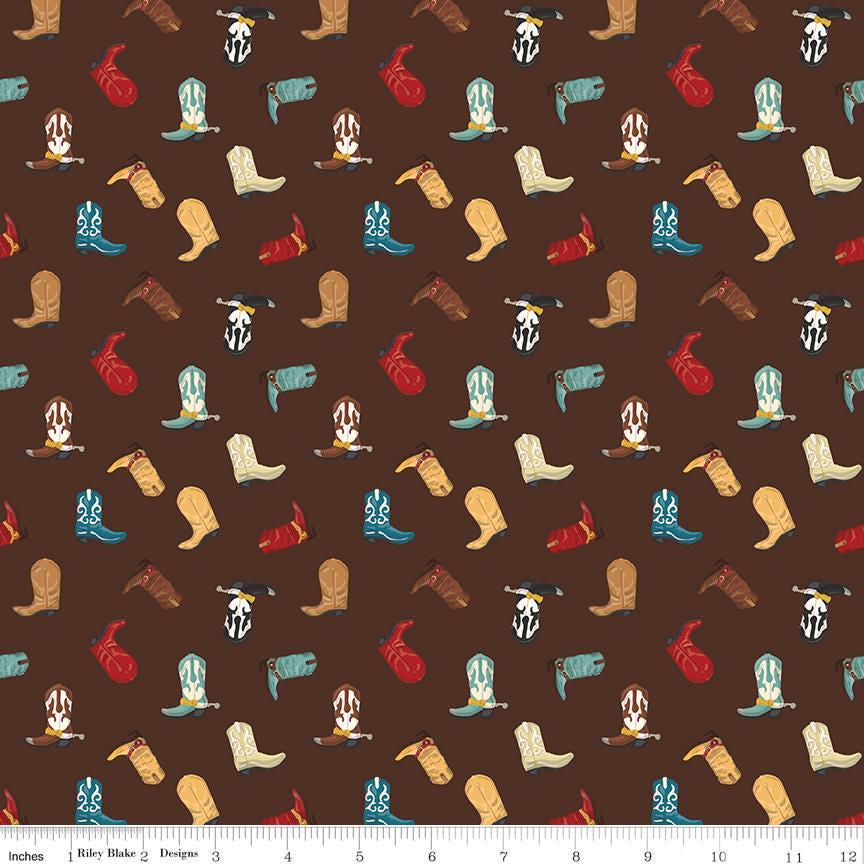 Cowboys Boots in Brown - 1/2 Yard Increments, Cut Continuously - by Echo Park Paper Co. for Riley Blake Designs