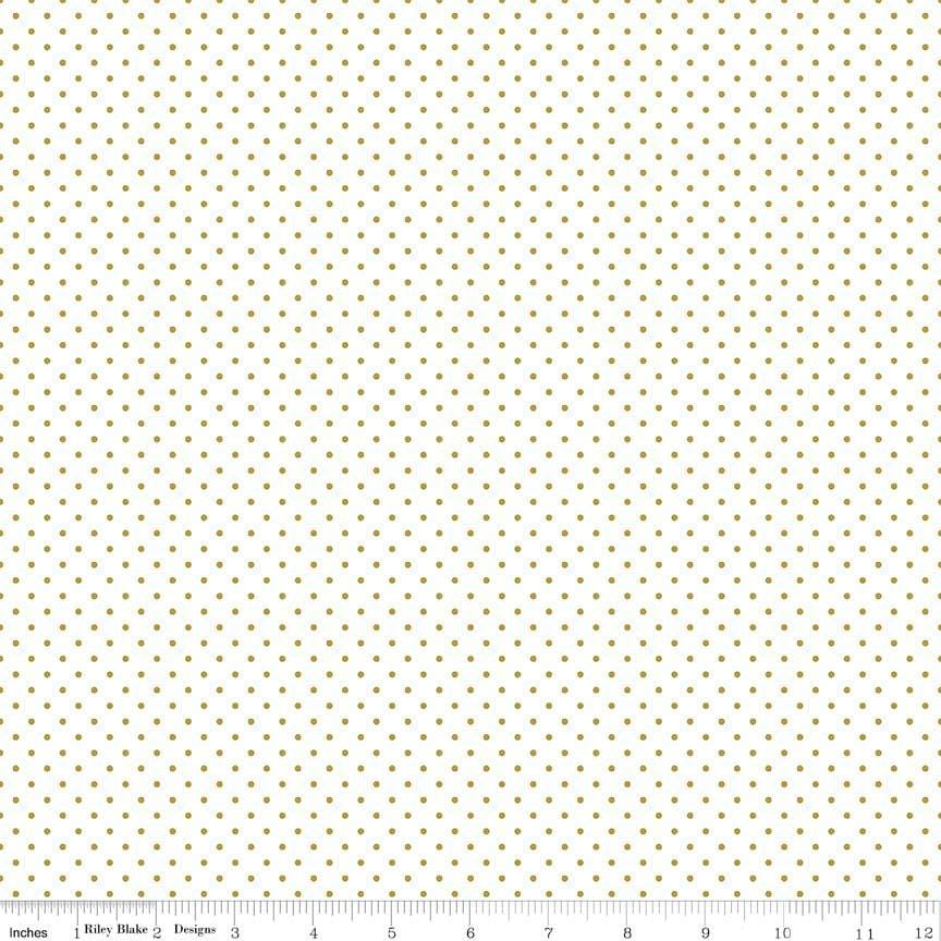 Swiss Dot Gold Sparkle - 1/2 Yard Increments, Cut Continuously - by Riley Blake Designs