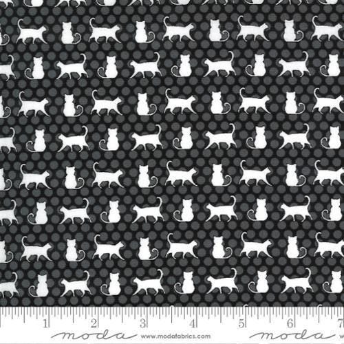 Midnight Magic 2 Cat Parade in Midnight - 1/2 Yard Increments, Cut Continuously - by April Rosenthal Prairie Grass for Moda Fabrics