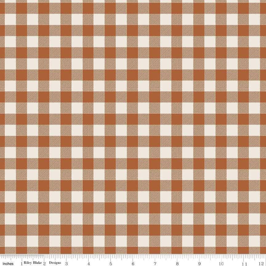 Pumpkin Spice Plaid Spice - 1/2 Yard Increments, Cut Continuously - by Simple Simon & Company for Riley Blake Designs