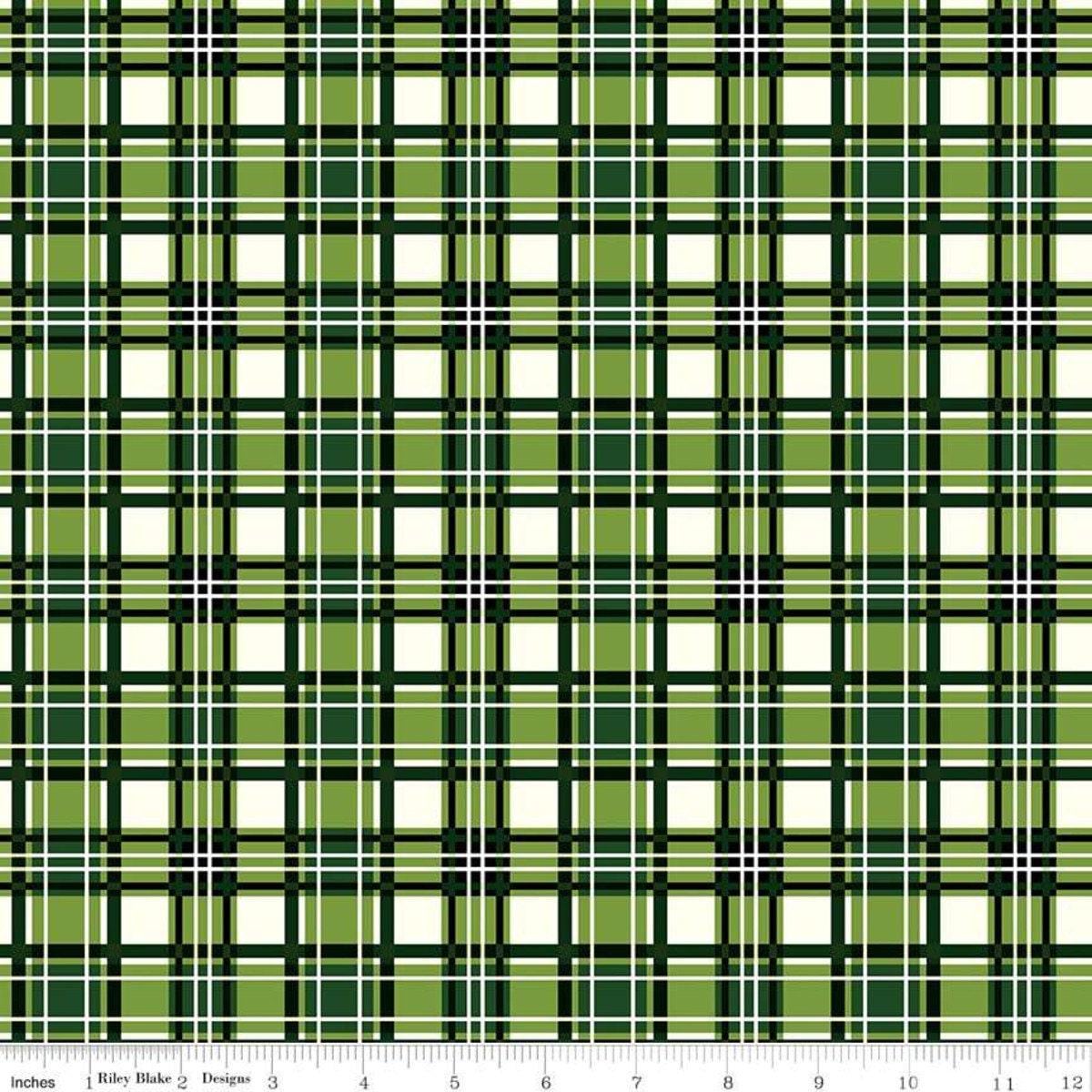 Clearance: Christmas Memories Plaid in Green - 1/2 Yard Increments, Cut Continuously - by Riley Blake Designs