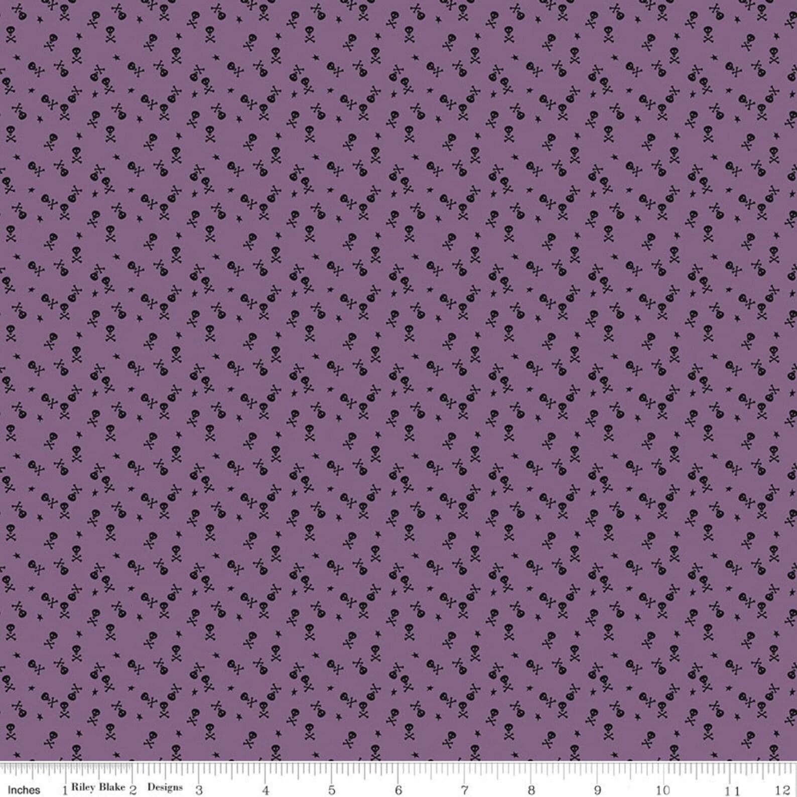 Beggar's Night Skulls in Purple - 1/2 Yard Increments, Cut Continuously - by Sandy Gervais for Riley Blake Designs