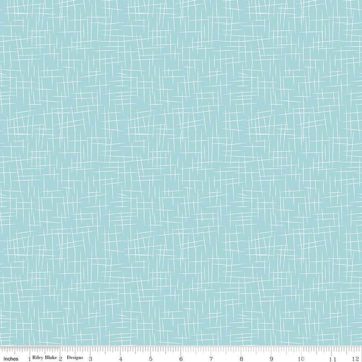 Aqua and White Large Hashtag - 1/2 Yard Increments, Cut Continuously - by Riley Blake Designs