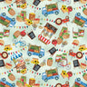 Farmers Market Scene in Green - 1/2 Yard Increments, Cut Continuously - by Nicole DeCamp Collection for Bernatex Fabrics