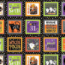 Glow-O-Ween Glow in the Dark Black Boxes - 1/2 Yard Increments, Cut Continuously - by Kanvas Collection for Bernatex Fabrics