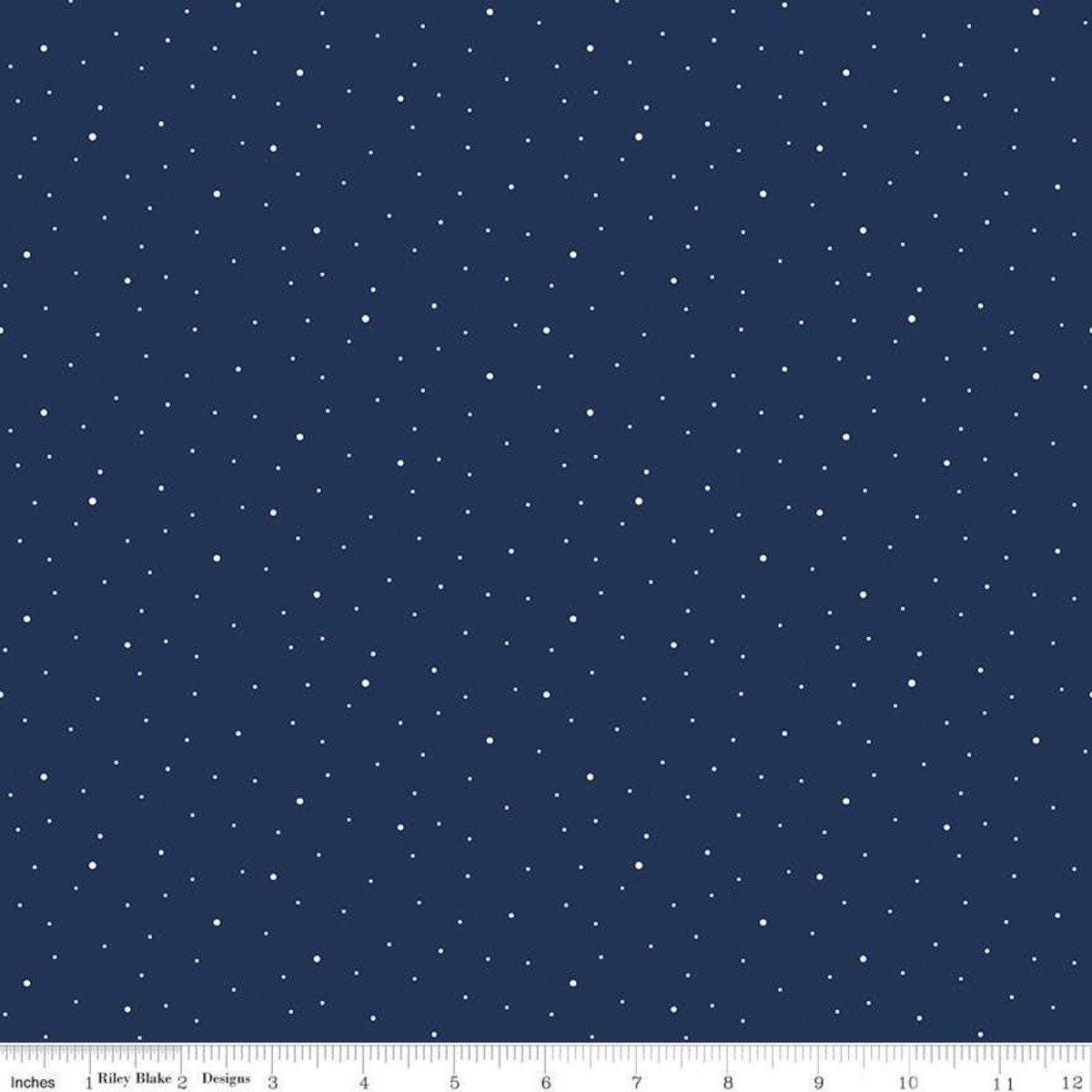 Navy Dapple Dot - 1/2 Yard Increments, Cut Continuously - by Riley Blake Designs