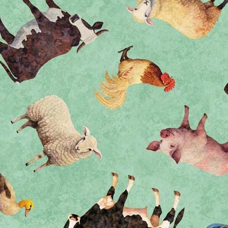 Heartland Animal Toss in Sage - 1/2 Yard Increments, Cut Continuously - by Morris Creative Group for QT Fabrics