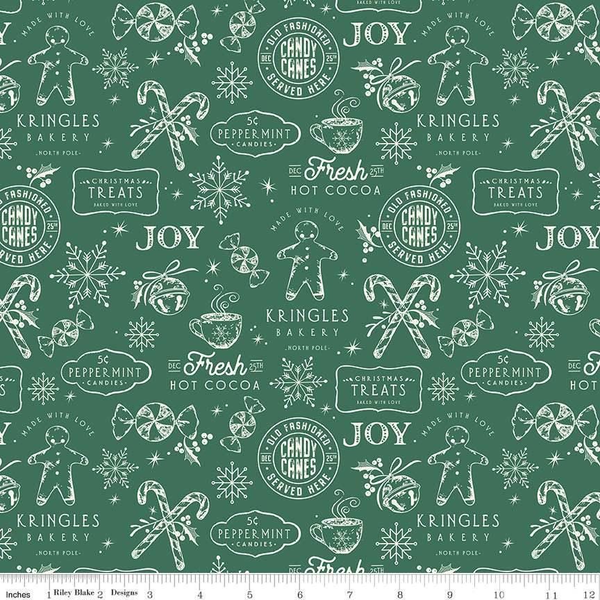 Merry Little Christmas Treats in Green - 1/2 Yard Increments, Cut Continuously - by My Mind's Eye for Riley Blake Designs