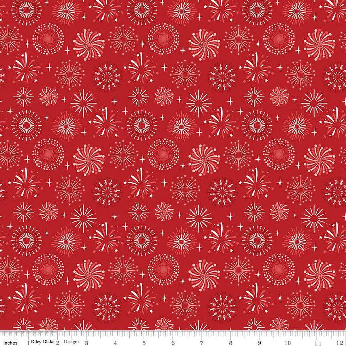 Stars and Stripes Forever Fireworks in Red - 1/2 Yard Increments, Cut Continuously - by Lori Whitlock for Riley Blake Designs
