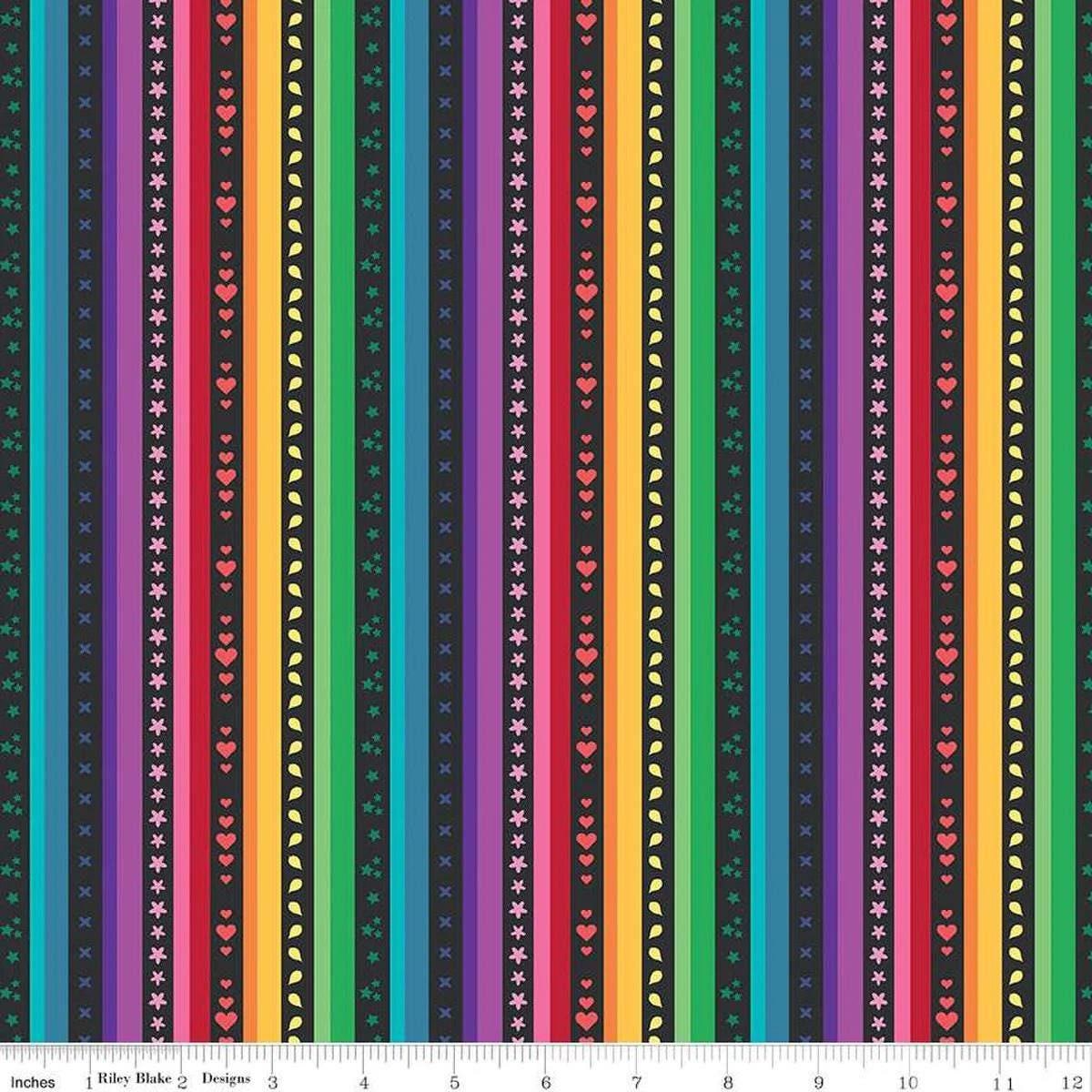 Bloom Stripe in Black - 1/2 Yard Increments, Cut Continuously - by Kristy Lea of Quiet Play for Riley Blake Designs