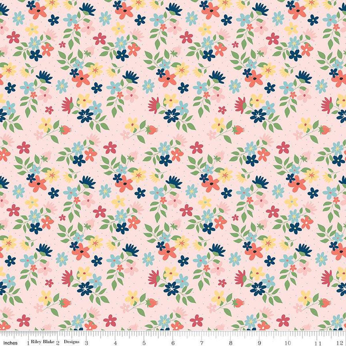 Sew Much Fun Floral in Pink - 1/2 Yard Increments, Cut Continuously - by Echo Park Paper Co. for Riley Blake Designs