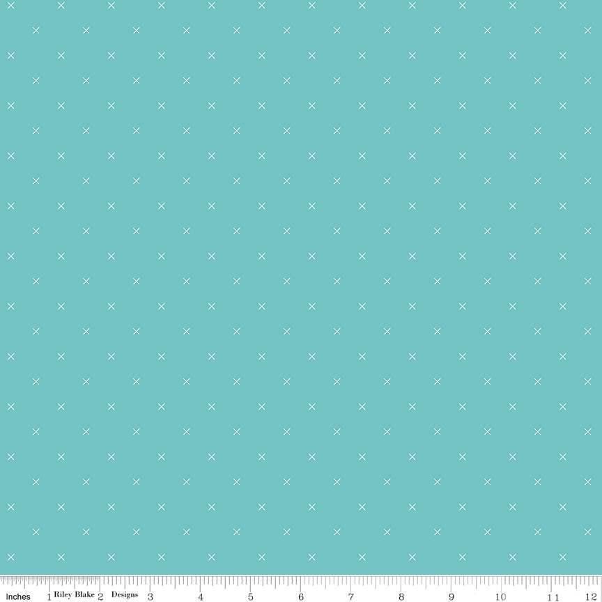 Bee Cross Stitch in Cottage - 1/2 Yard Increments, Cut Continuously - by Lori Holt for Riley Blake Designs