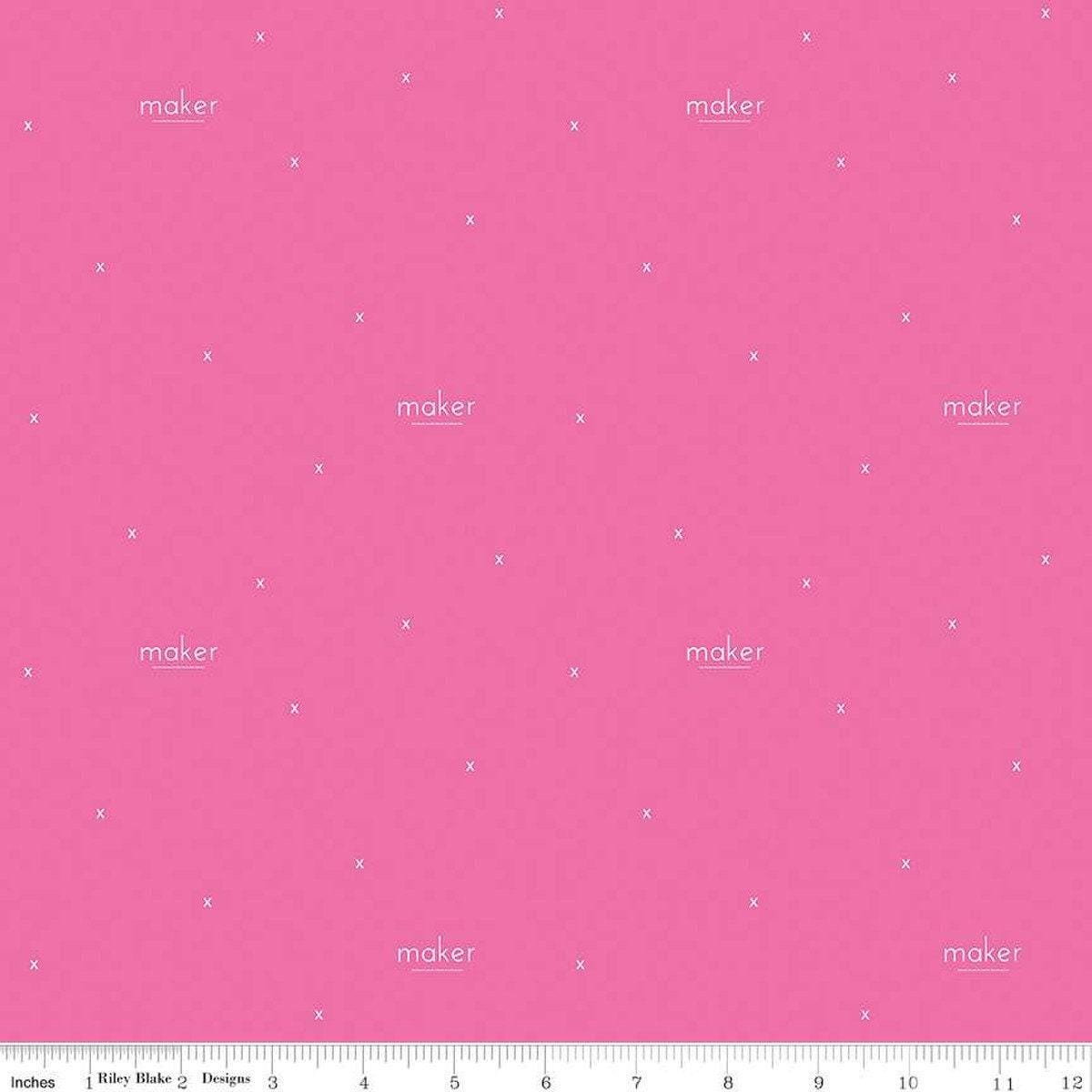 Make Maker in Hot Pink - 1/2 Yard Increments, Cut Continuously - by Kristy Lea of Quiet Play for Riley Blake Designs