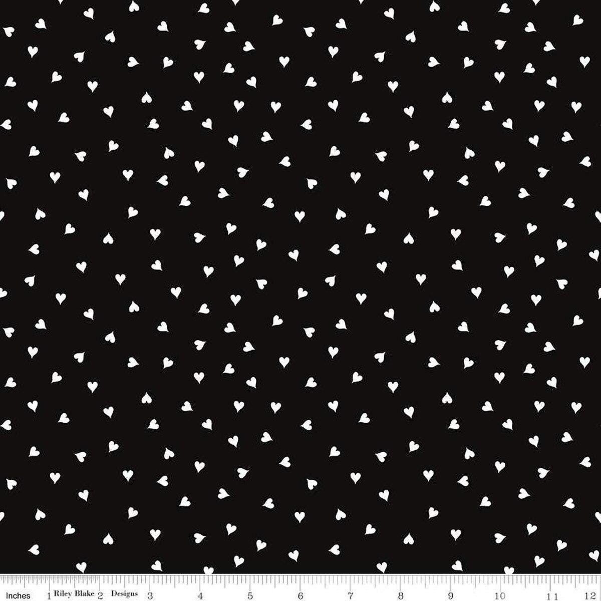 Take Heart Small Hearts in Black - 1/2 Yard Increments, Cut Continuously - by J. Wecker Frisch for Riley Blake Designs