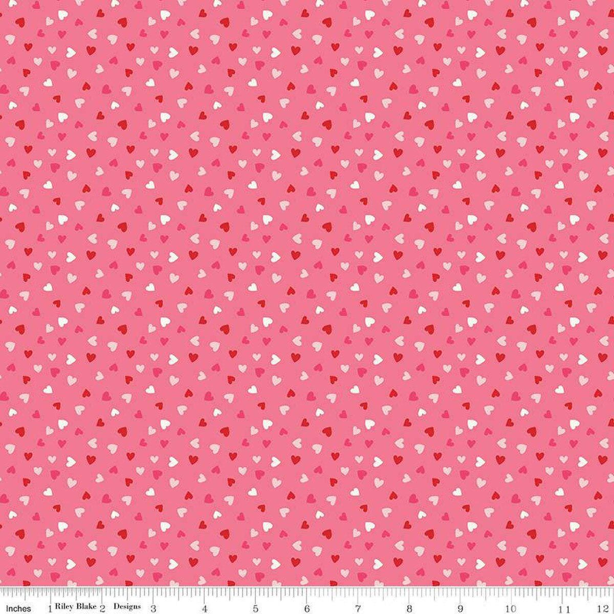Sweetheart Heart Toss in Hot Pink - 1/2 Yard Increments, Cut Continuously - by My Mind's Eye for Riley Blake Designs