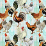 Farm Fresh Multi Chickens On Faded Fence - 1/2 Yard Increments, Cut Continuously - by Timeless Treasures