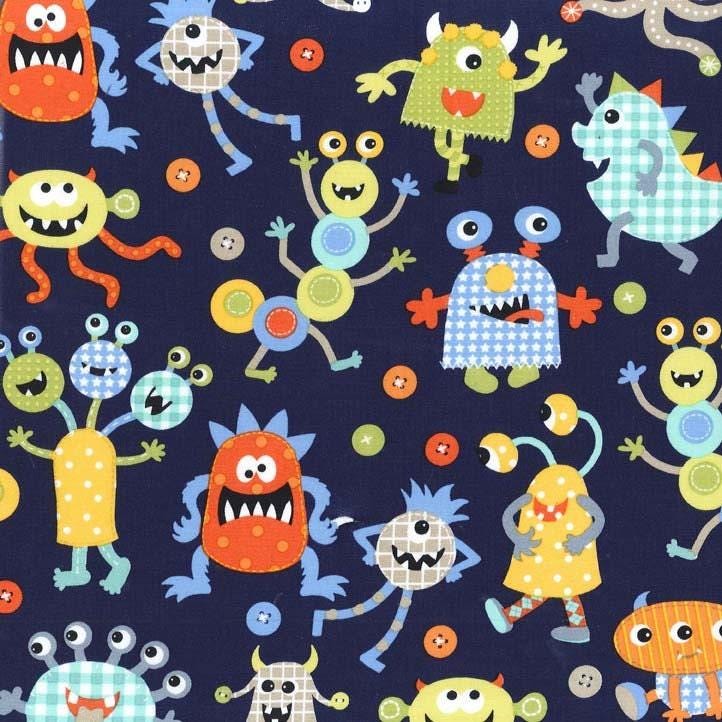 Monster Mash in Navy - 1/2 Yard Increments, Cut Continuously - by Michael Miller