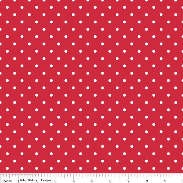 Swiss Dot Red - 1/2 Yard Increments, Cut Continuously - by Riley Blake Designs