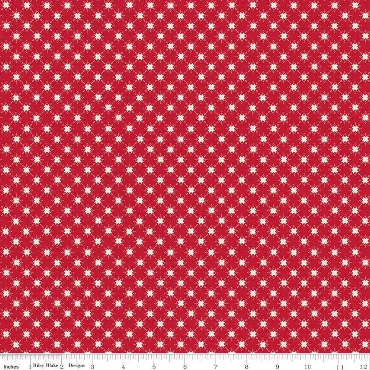 Clearance: Christmas Adventure Quilty Snowflakes Scarlet - 1/2 Yards, Cut Continuously - by Beverly McCullough for Riley Blake Designs