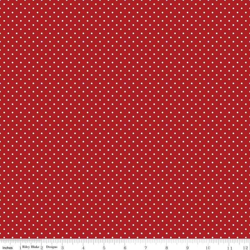 Swiss Dot Barn Red - 1/2 Yard Increments, Cut Continuously - by Riley Blake Designs