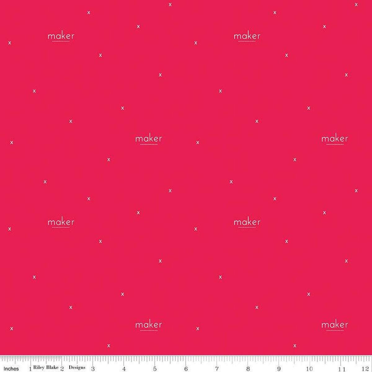 Make Maker in Red - 1/2 Yard Increments, Cut Continuously - by Kristy Lea of Quiet Play for Riley Blake Designs