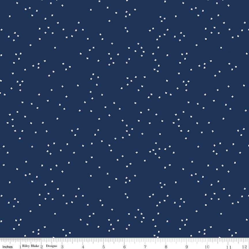 Navy Blossom - 1/2 Yard Increments, Cut Continuously - by Christopher Thompson for Riley Blake Designs