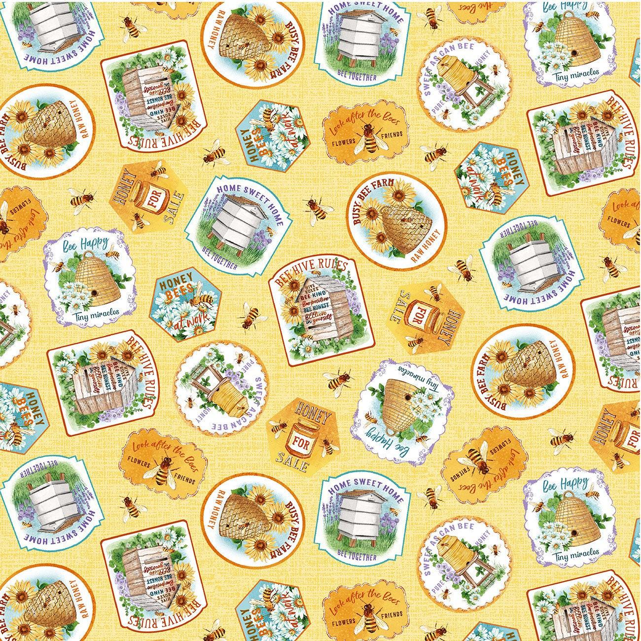 Bee Culture Honey For Sale in Yellow - 1/2 Yard Increments, Cut Continuously - by Michael Miller