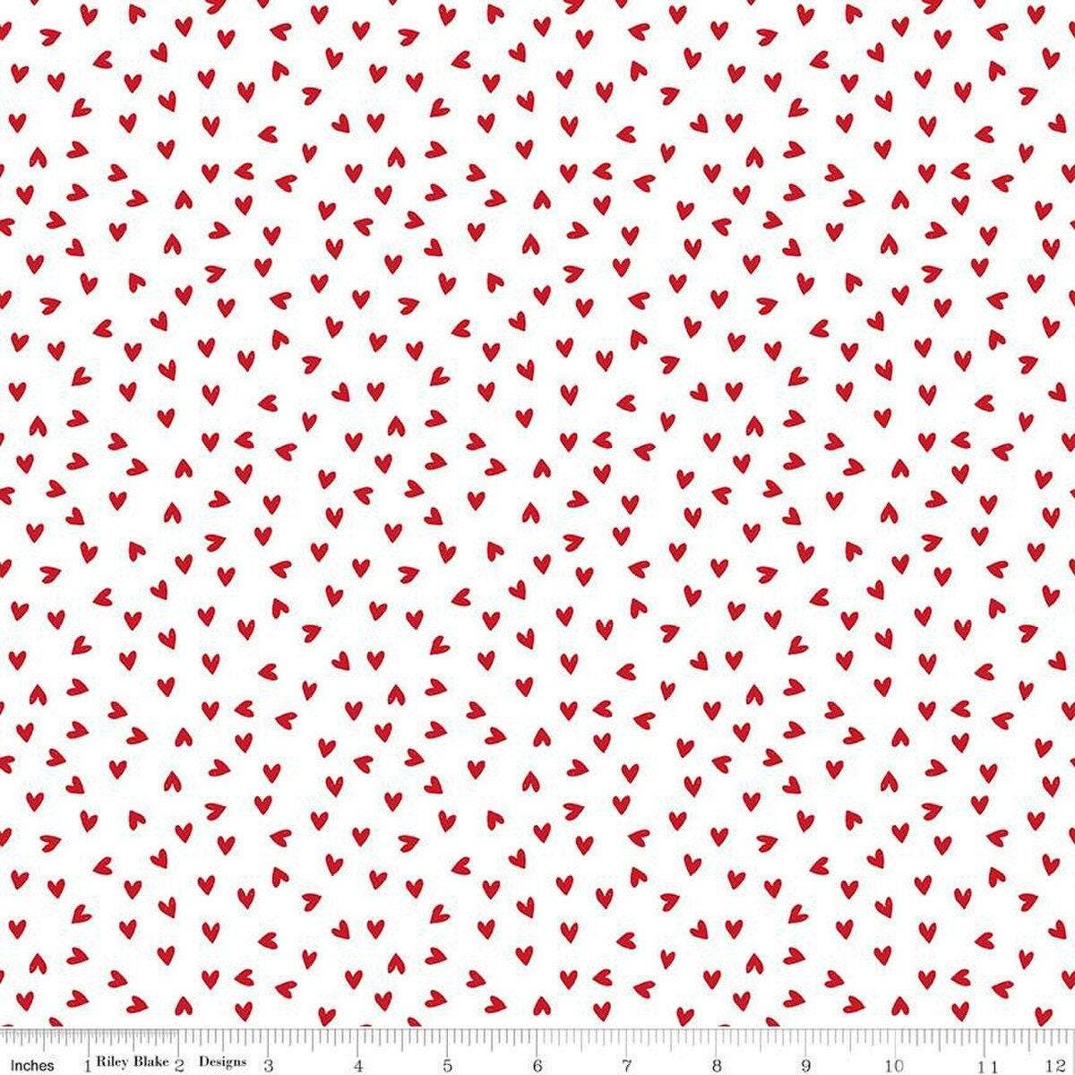 My Valentine Heart Toss in White - 1/2 Yard Increments, Cut Continuously - by Echo Park Paper Co. for Riley Blake Designs