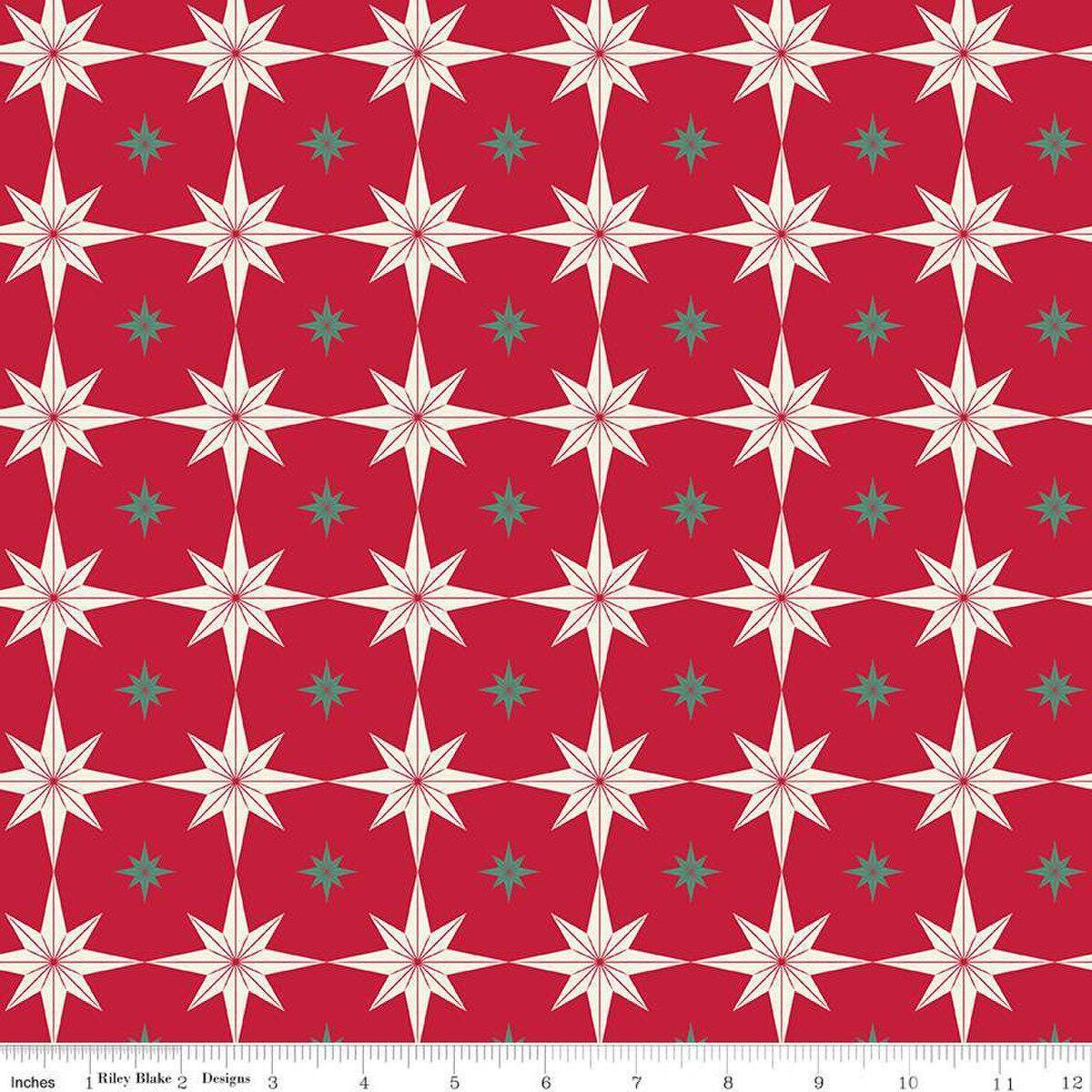 Merry Little Christmas Starbursts in Red - 1/2 Yard Increments, Cut Continuously - by My Mind's Eye for Riley Blake Designs