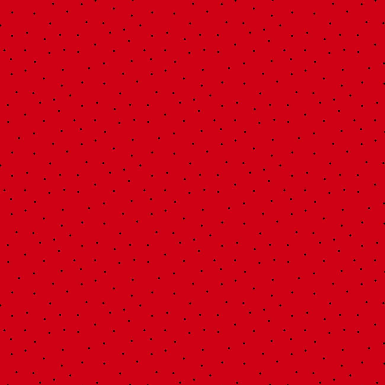 Red with Black Pindots Essentials Basics - 1/2 Yard Increments, Cut Continuously - by Wilmington Prints