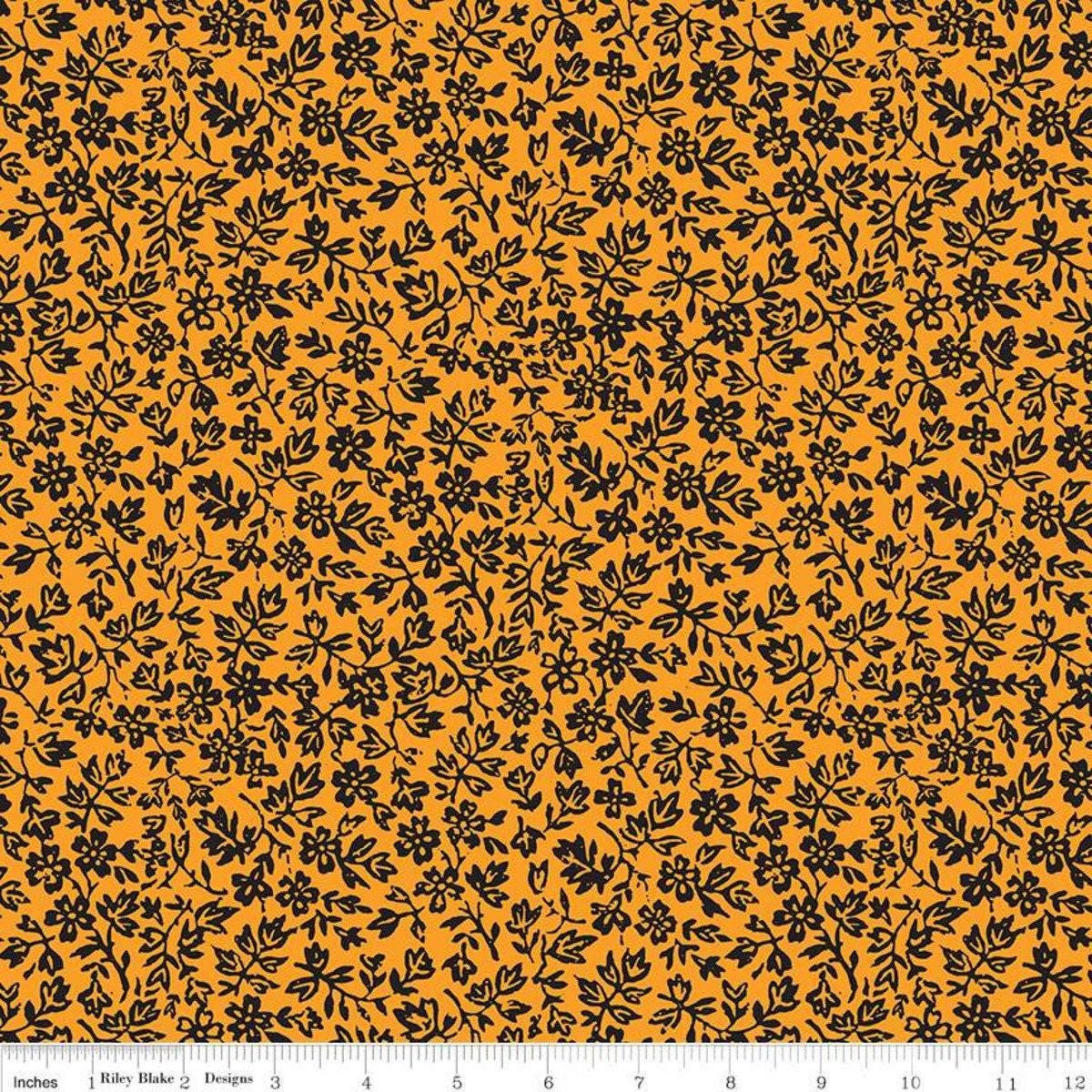Clearance- Old Made Wallflower in Orange - 1/2 Yard Increments, Cut Continuously - by J. Wecker Frisch for Riley Blake Designs