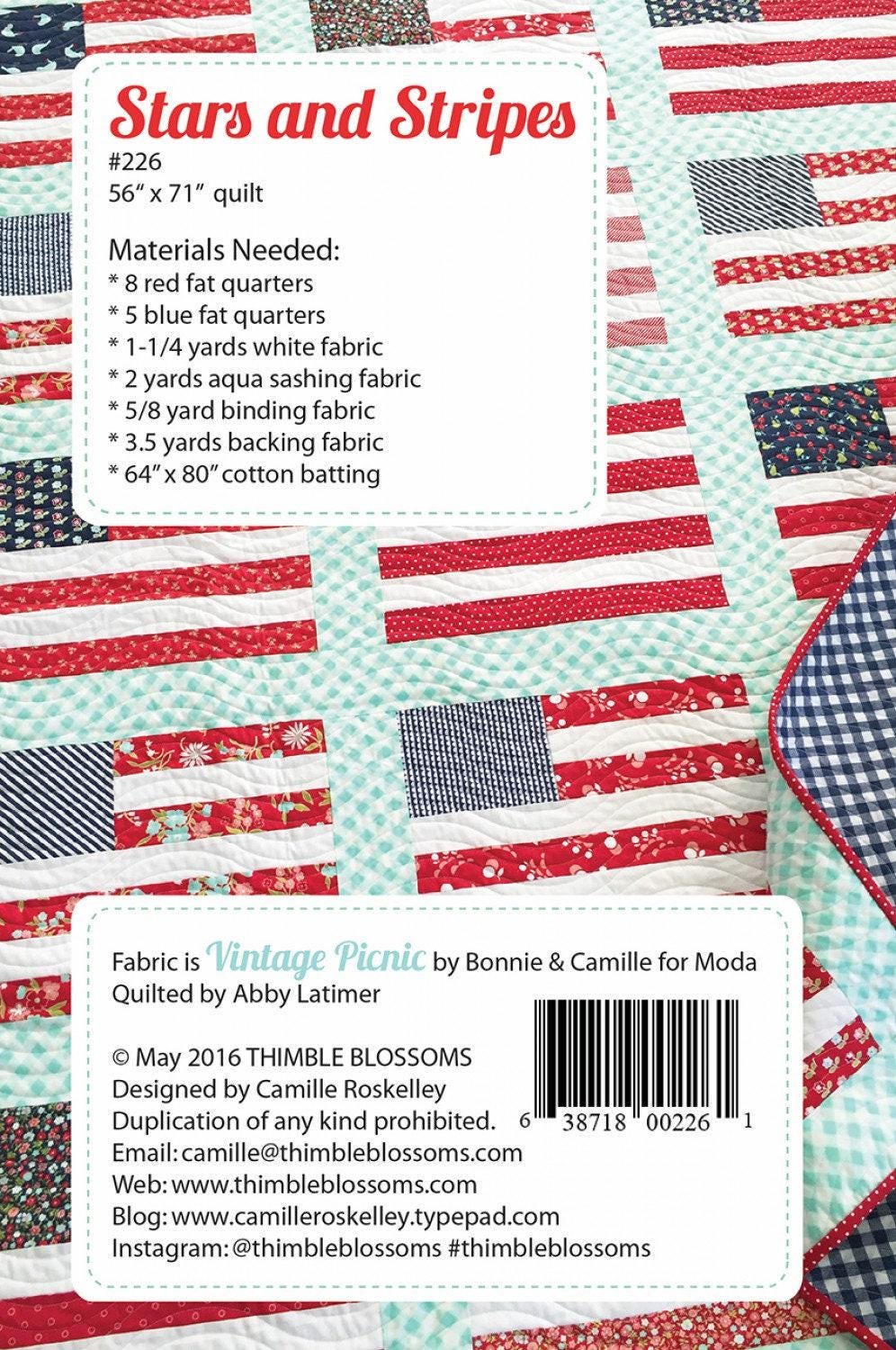 Stars and Stripes Pattern by Camille Roskelley of Thimble Blossoms