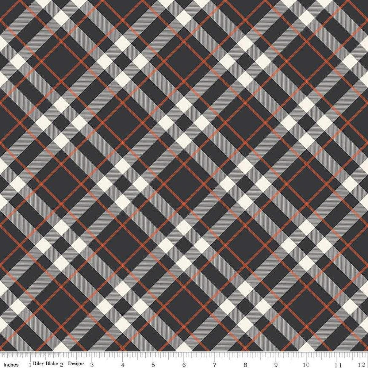 Hey Bootiful Plaid in Charcoal - 1/2 Yard Increments, Cut Continuously - by My Mind's Eye for Riley Blake Designs