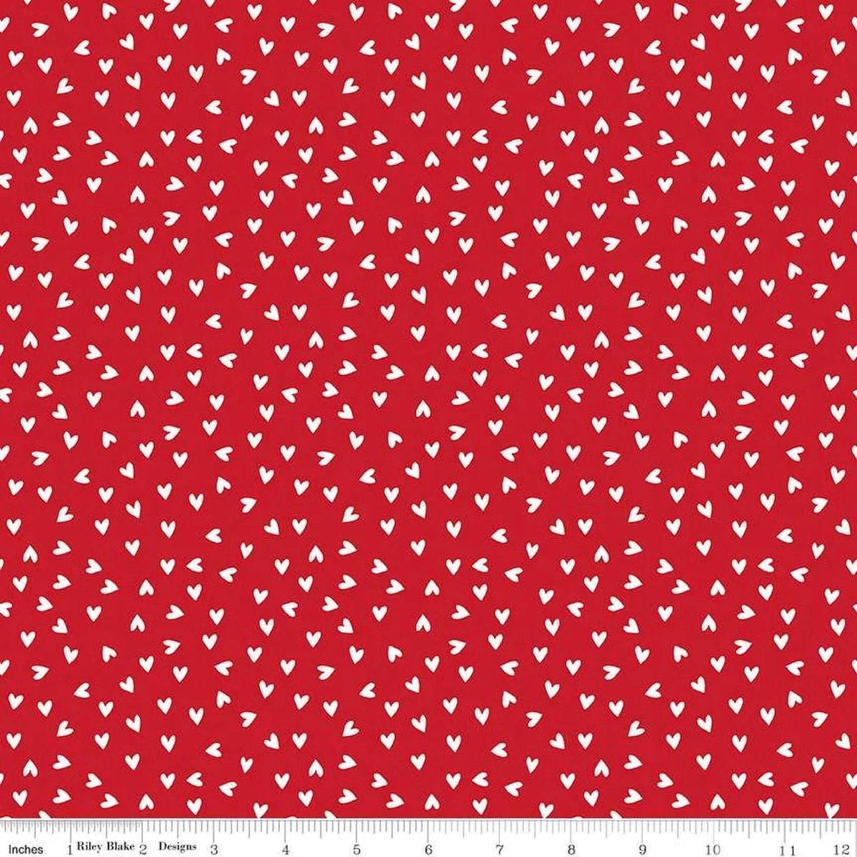 My Valentine Heart Toss in Red - 1/2 Yard Increments, Cut Continuously - by Echo Park Paper Co. for Riley Blake Designs