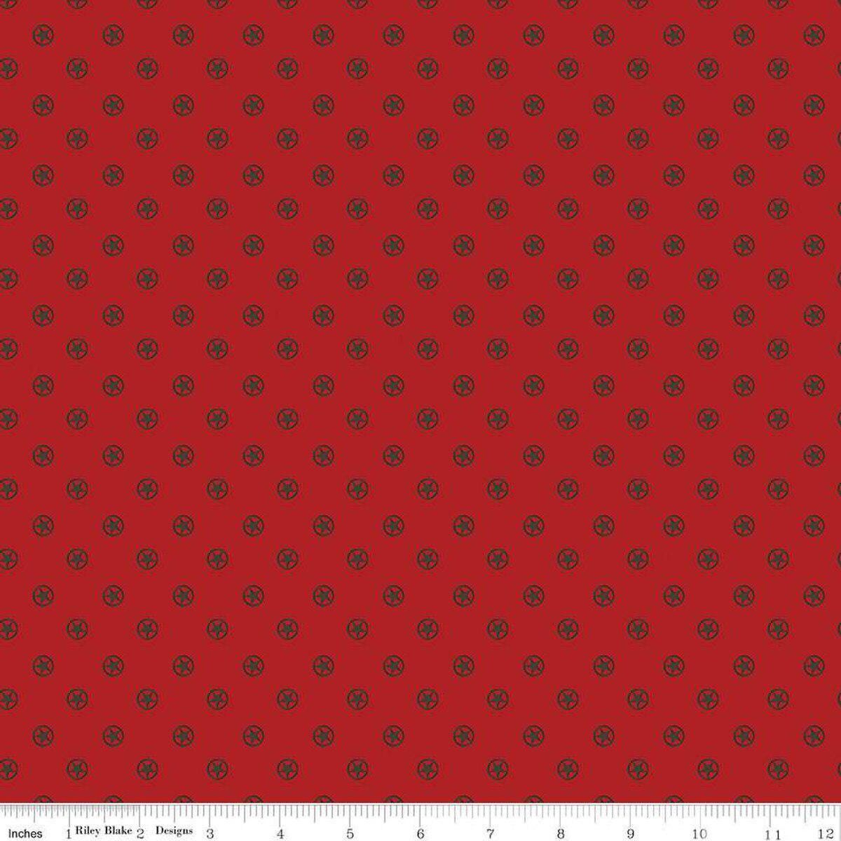 Cowboys Circle Stars in Barn Red - 1/2 Yard Increments, Cut Continuously - by Echo Park Paper Co. for Riley Blake Designs