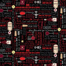Uncork and Unwind Sip Sip Hooray in Black- 1/2 Yard Increments, Cut Continuously - by Andi Metz Collection for Bernatex Fabrics