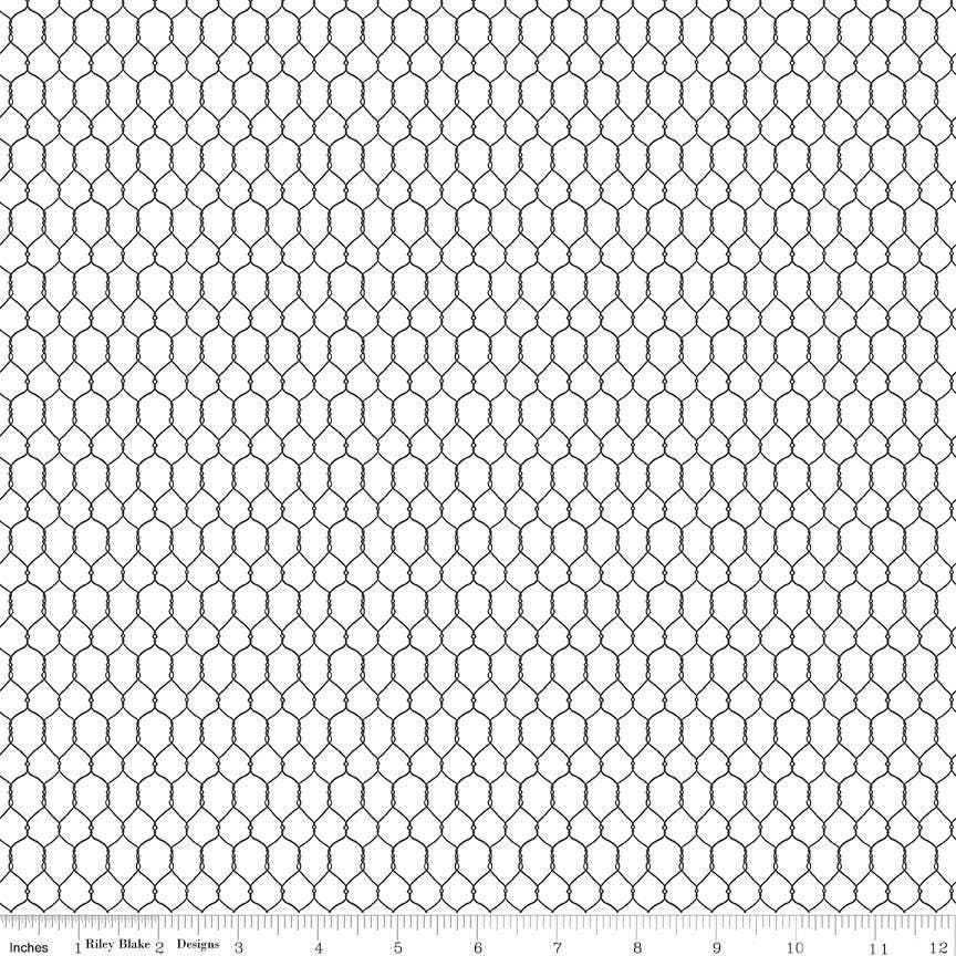 Farm Living Chicken Wire in White - 1/2 Yard Increments, Cut Continuously - by Diane Labombarbe for Riley Blake Designs