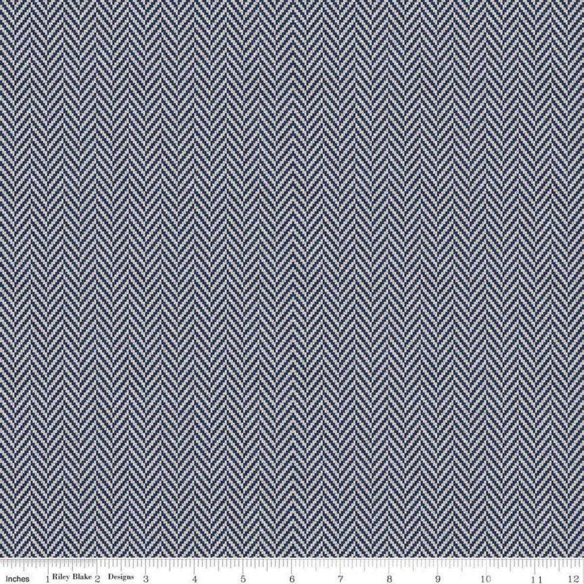 All About Plaids Herringbone Blue - 1/2 Yard Increments, Cut Continuously - by Riley Blake Designs