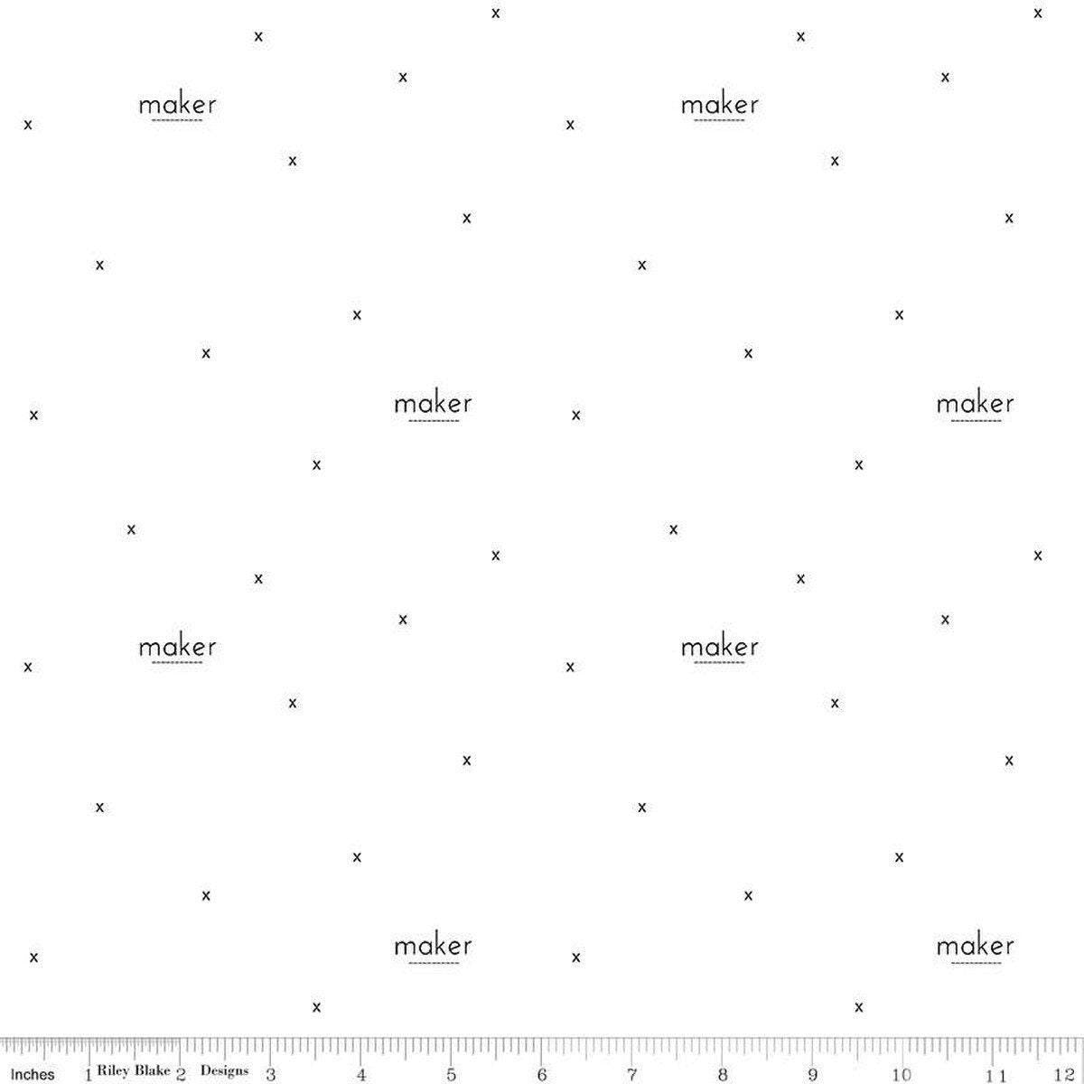 Make Maker in White - 1/2 Yard Increments, Cut Continuously - by Kristy Lea of Quiet Play for Riley Blake Designs