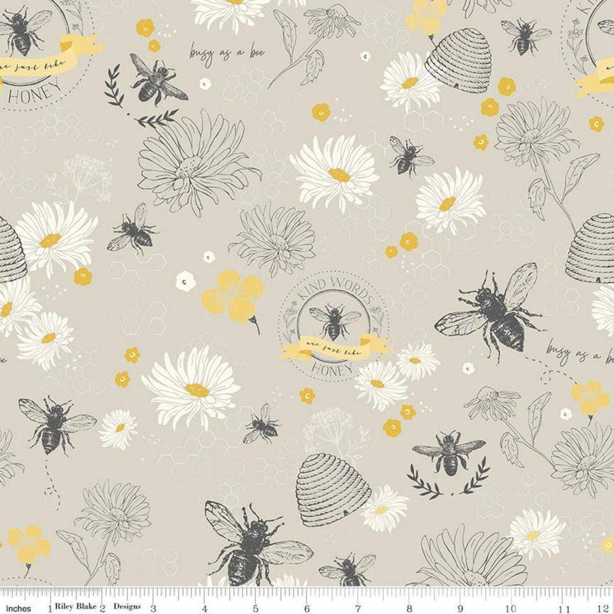 Honey Bee Main in Taupe - 1/2 Yard Increments, Cut Continuously - by My Mind's Eye for Riley Blake Designs